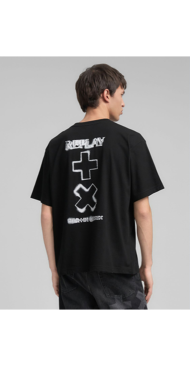 オーバーフィット REPLAY X MARTIN GARRIX ロゴ Tシャツ 詳細画像 ブラック 2